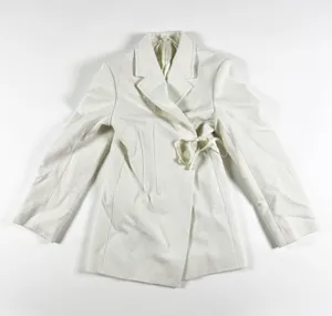 COS Cotton Woven Textured Collared Lapel Wrap Structured Blazer Jacket White 10 thumbnail 1