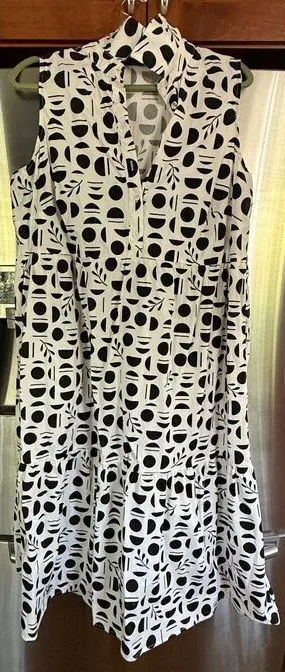 Rachel Zoe Sleeveless Black and White Patterned Maxi Dress Size 1X thumbnail 1