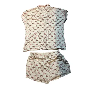 Hypnotic Women's Pink Bow Print Pajama Set Size L thumbnail 2