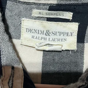 Denim & Supply Ralph Lauren WOMEN RL SURPLUS BUTTON DOWN FLANNEL BLACK/CREAM M thumbnail 3