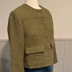 A New Day Green Gold Metallic Speckled Tweed Blazer Jacket thumbnail 12