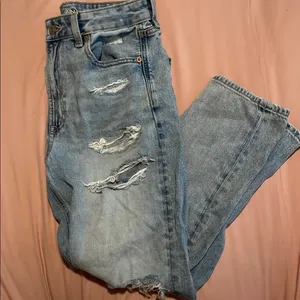 American Eagle Outfitters Blue Mom Straight Jeans Distressed Style thumbnail 2