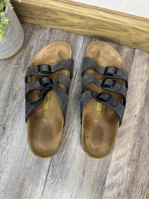 Birkenstock Florida Triple Strap Dark Blue Suede Narrow Ladies 7 Mens 5 EU 38 thumbnail 4