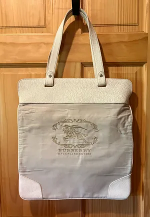 Vintage Burberry Cream Canvas Stowel Roll Up Tote Bag thumbnail 1