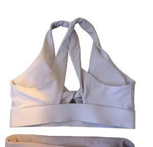 Fabletics 2PC Leggings & Sports Bra M Light Pink/Mauve Yoga Work~Out Twist Top thumbnail 4
