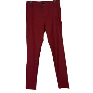 ZARA High Rise Stretch Gingham Flat Front Skinny Pants Button ZipUp L Red Black thumbnail 12
