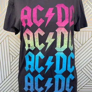 Chaser AC/DC Band Graphic Tee Shirt Gray‎ Neon thumbnail 3