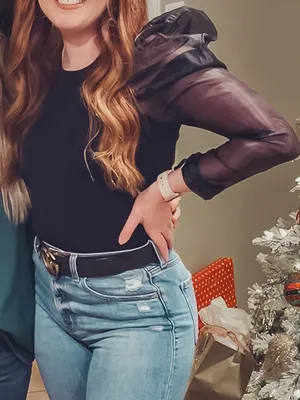 DO+BE Black Sheer Puff Sleeve Sweater Tank thumbnail 1