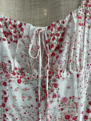 Floral Sleeveless Corset Front Tie Midi Dress Medium thumbnail 9