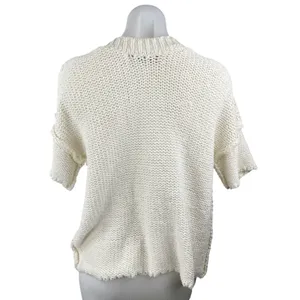 Free People FP Beach Women's White Knit Short Sleeve Cover Up Sweater Top Sz S thumbnail 2