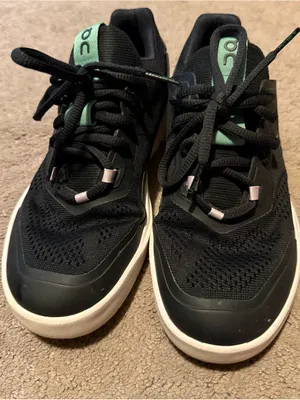 On Running The Roger Spin black sneakers with mint green detailing thumbnail 1
