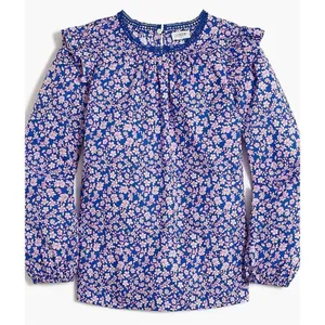 J.crew floral ruffle sleeve long sleeve blouse mp thumbnail 2