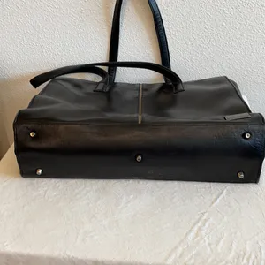 Perlina Black Leather Work Tote handbag thumbnail 3