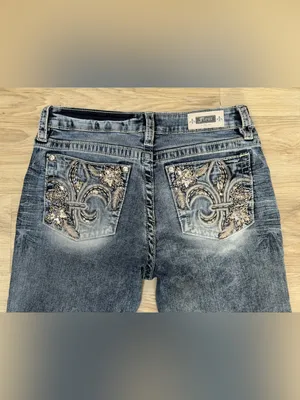 Fleur by Miss Me Y2K Western Bling Fleur De Lis Embellished Bootcut Jeans thumbnail 6
