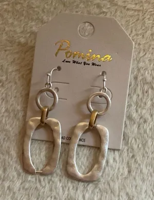 Pomina Two-Tone Link Drop Earrings in Silver and Gold thumbnail 1