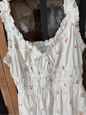 Old Navy maxi dress ditsy floral print ruffle tie front fit & flare midi doen thumbnail 6