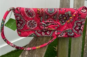 Vera Bradley Knot Just A Clutch Shoulder Bag Pink‎ Paisley Call Me Coral 12x6” thumbnail 1