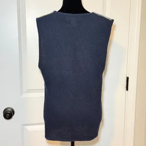 Vintage Gloria Vanderbilt Blue Striped Knit Sweater Vest Size Medium thumbnail 3