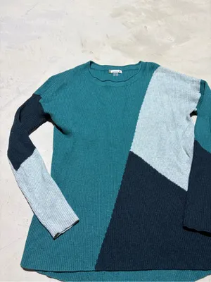 Smartwool Colorblock Rib-Knit Long Sleeve sweater Teal small thumbnail 2