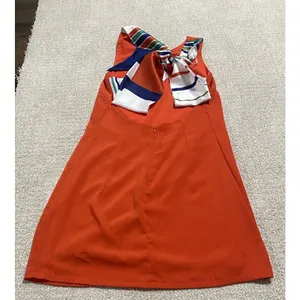 Lulus Women’s Chiffon Mini Shift Dress Sleeveless Sz XS Orange Nautical Zip ￼ thumbnail 12