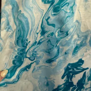 MAEVE | Marbled Waters Blue and White Silk Cotton Blend Shift Dress | 2 thumbnail 5