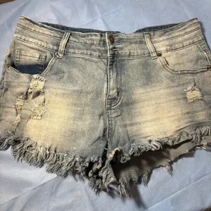 Source Unknown Light Blue Frayed Jean Shorts thumbnail 12