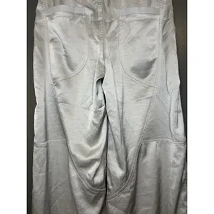Anthropologie Pants Womens Medium Silver Satin Jogger Elastic Waist Cuffed thumbnail 9