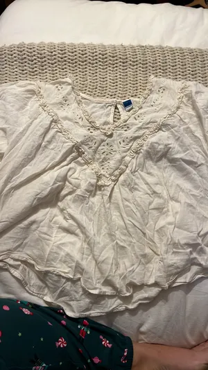 Old Navy Oversized Ruffled Cutwork Short-Sleeve Blouse thumbnail 2