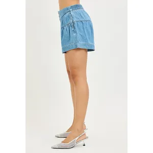 RISEN Elastic Band‎ Slouchy Shorts With Shirred Detail - Medium thumbnail 3