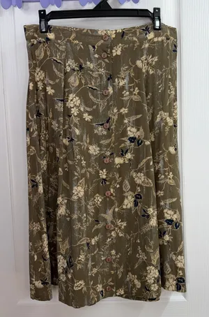 Vintage Sag Harbor brown‎ floral pull on relaxed flowy midi skirt cottagecore S thumbnail 1