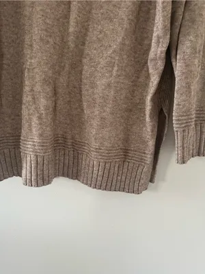 Anthropologie Tan Mock Neck Button Shoulder Tunic Sweater Medium Equestrian Cozy thumbnail 4