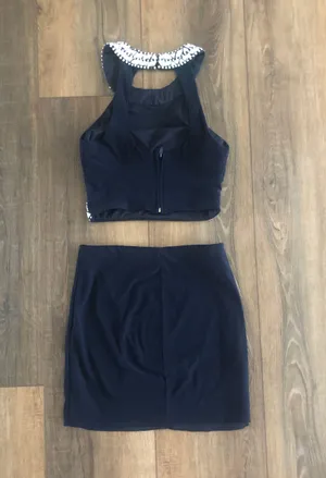 B Darlin Homecoming Navy Two Piece Dress thumbnail 3
