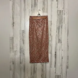 Brown Printed Two Piece Skirt Set Medium | Strapless Tube Top & Midi Skirt thumbnail 7