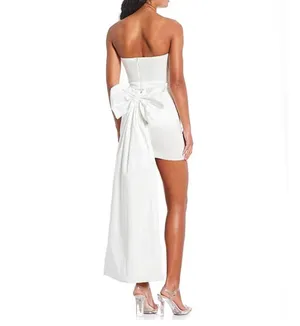 Dillard's Strapless Dress With Bow and Detachable Train thumbnail 2