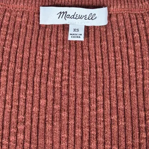 Madewell XS Ribbed Scoopneck Cardigan Sweater Weathered Brick NG738 Cotton Blend thumbnail 3