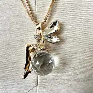 Fairy on crystal ball pendant necklace thumbnail 2