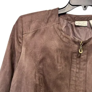 Vtg Kim Rogers Jacket Coat Y2K Western Faux Suede Brown SZ XL Full Zip Pockets thumbnail 5