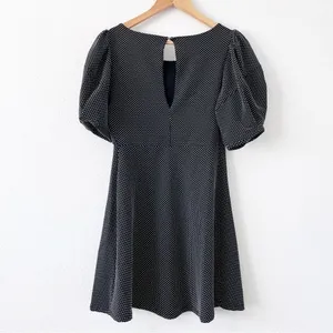 Free People Penelope Puff Sleeve Polka Dot Black Fit & Flare Mini Dress thumbnail 7