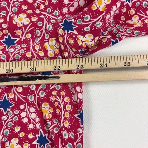 Maeve By Anthropologie Blouse Womens 14 Red Floral Henley Long Sleeve Ruffle Top thumbnail 6