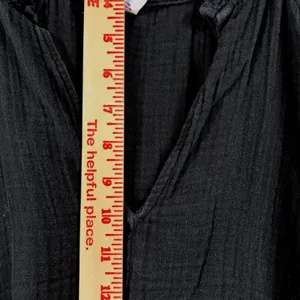 Old Navy Womens XL Black Cotton Gauze Ruffle Neck Babydoll Mini Dress Pockets thumbnail 8