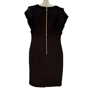 Eliza J Ruffle Sleeve Sheath‎ Dress Women's 6 Black Crepe LBD Classic Career thumbnail 10