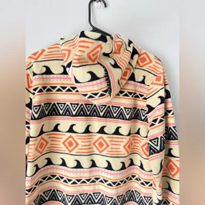 O’Neill Half Zip Fleece Pullover Hoodie Waves Pattern Multi Color Hippie Boho L thumbnail 9