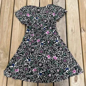 Marine Layer Dress Camila Mini V Neck Short Sleeve Black Floral Hemp Blend‎ XS thumbnail 2