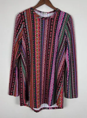 Show Me Your Mumu John Bell‎ Sweater Tunic Top Womens Large Colorful Long Sleeve thumbnail 1