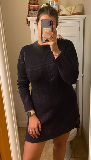 Style & Co Purple & Black Sweater Bodycon Dress thumbnail 1