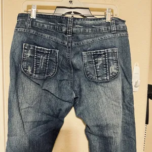 Jane Doe Womens Jr Size 11 Flare Bootcut Denim Jeans tiny front pockets Y2K thumbnail 5