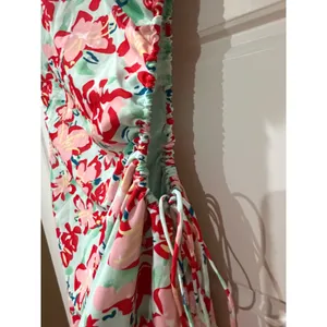 Hello Molly Mint Floral One Shoulder Ruched Cut Out Maxi Dress Size 4 thumbnail 6