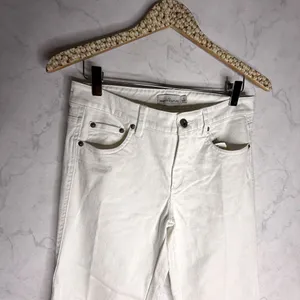 L.L. bean signature mid rise flare jeans in white denim thumbnail 3