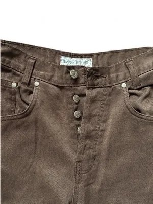 Banana Republic Women’s Wide-Leg Denim Pants in Brown Tencel Cotton Blend Size 6 thumbnail 3