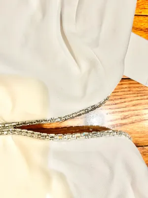 ZARA NWT viral TIK TOK White Jeweled Rhinestone Embellished Cutout Top XL thumbnail 8